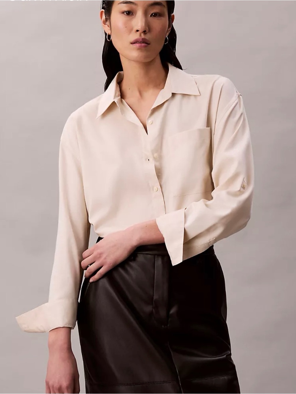 Calvin Klein Tencel Roll Tab Classic Button-down Shirt